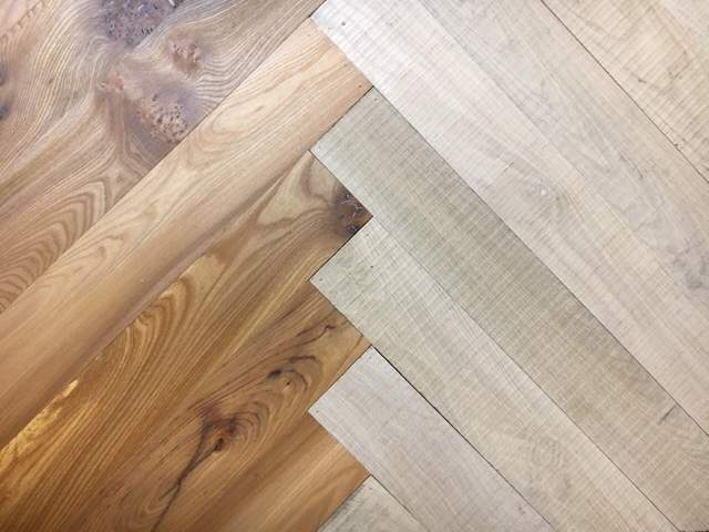 mixed timber oversized parquet flooring